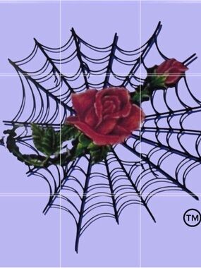 Dg ! Red Rose on Black Spiderweb Graphic Tee